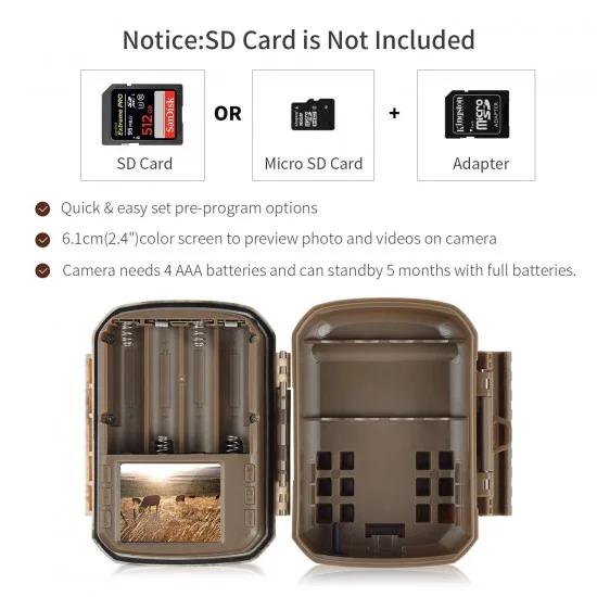 Campark T20 Mini Wildlife Camera12MP 1080P HD Trail Game Camera